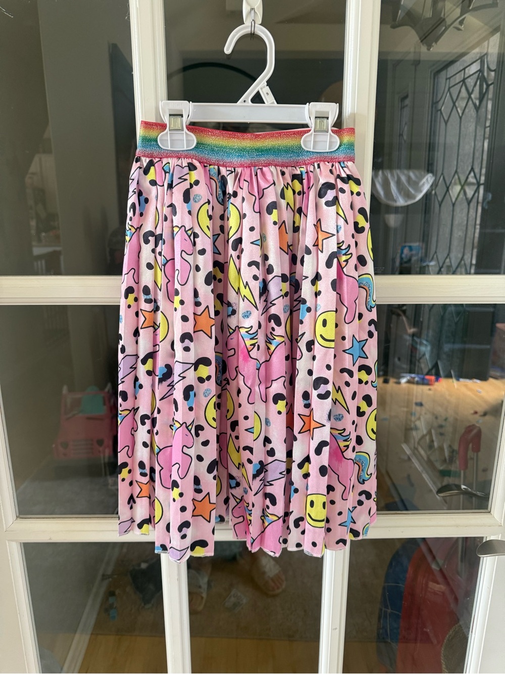 Lola + The Boys Pink Rainbow-Waist Graphic Skirt